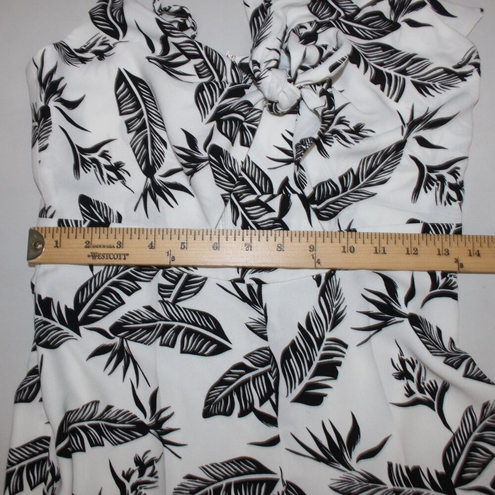Jay Godfrey Jumpsuit Sz 6 White Black Printed Knot Front 100% Poly Jumpsuit - Picture 8 of 11